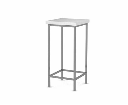 Steh / Hochtisch "New York Steel" 50x50x110 Platte hochglanz weiß (55x5cm)